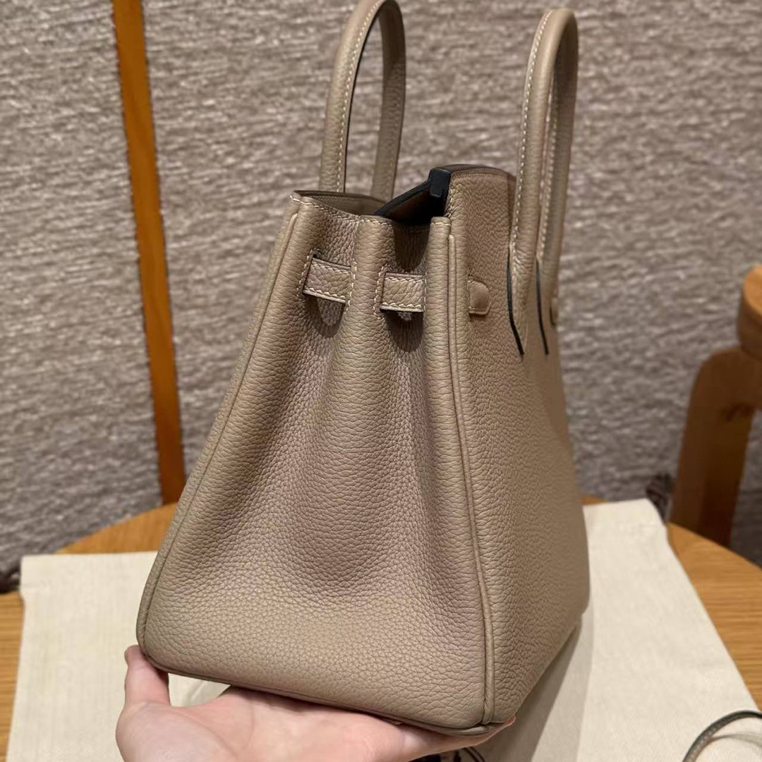 Hermes Birkin 25 Bag Handmade In Togo Calfskin Leather Rose Gold Hardware 81 Gris Tourterlle - Image 15