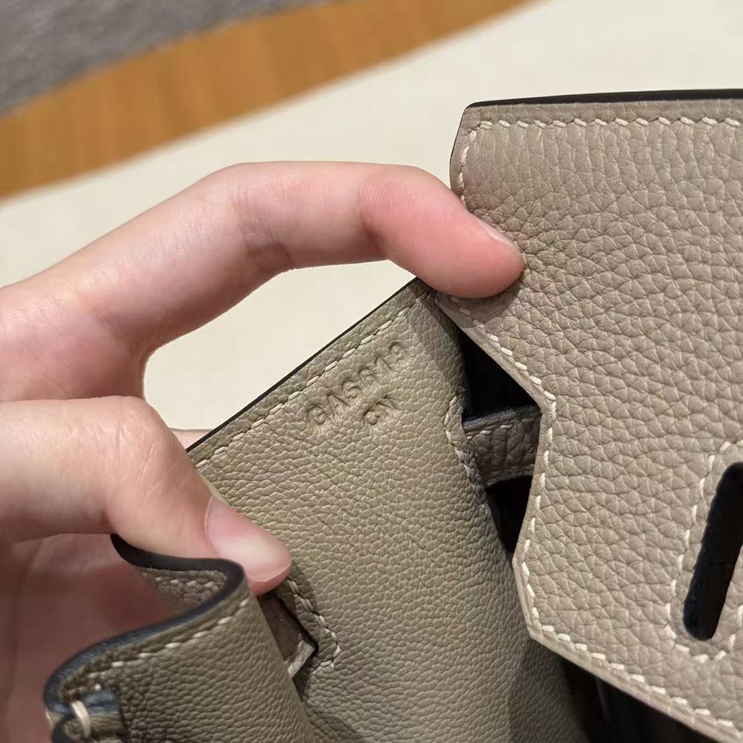 Hermes Birkin 25 Bag Handmade In Togo Calfskin Leather Rose Gold Hardware 81 Gris Tourterlle - Image 12