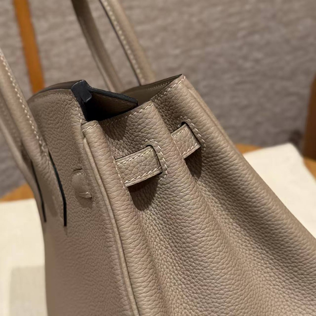 Hermes Birkin 25 Bag Handmade In Togo Calfskin Leather Rose Gold Hardware 81 Gris Tourterlle - Image 10