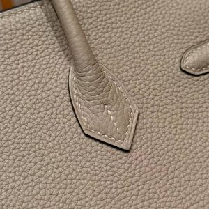 Hermes Birkin 25 Bag Handmade In Togo Calfskin Leather Rose Gold Hardware 81 Gris Tourterlle - Image 8