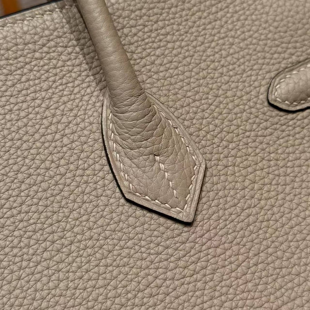 Hermes Birkin 25 Bag Handmade In Togo Calfskin Leather Rose Gold Hardware 81 Gris Tourterlle - Image 8