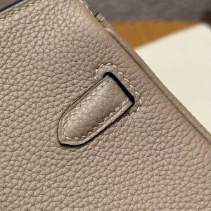 Hermes Birkin 25 Bag Handmade In Togo Calfskin Leather Rose Gold Hardware 81 Gris Tourterlle - Image 7