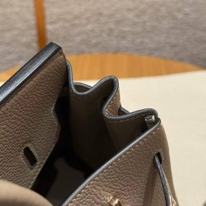 Hermes Birkin 25 Bag Handmade In Togo Calfskin Leather Rose Gold Hardware 81 Gris Tourterlle - Image 4