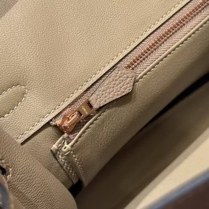 Hermes Birkin 25 Bag Handmade In Togo Calfskin Leather Rose Gold Hardware 81 Gris Tourterlle - Image 3