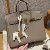 Hermes Birkin 25 Bag Handmade In Togo Calfskin Leather Rose Gold Hardware 81 Gris Tourterlle