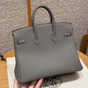 Alternative view of Hermes Birkin 25 Bag Handmade In Togo Calfskin Leather Silver Hardware 0L Gris Neyer