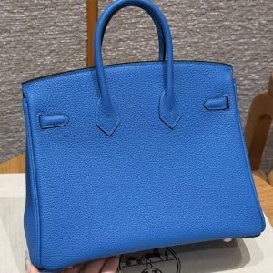 Alternative view of Hermès Birkin 25 Bag Handmade In Togo Calfskin Leather Silver Hardware 17 Blue Zalige