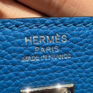 Hermès Birkin 25 Bag Handmade In Togo Calfskin Leather Silver Hardware 17 Blue Zalige - Image 17