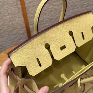 Alternative view of Hermes Birkin 25 Bag Handmade In Togo Calfskin Leather Silver Hardware 1Z Jaune Poussin