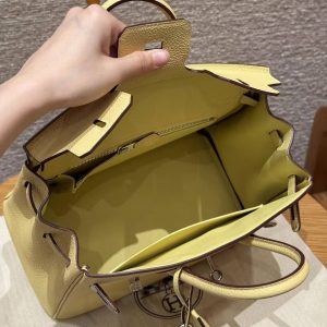 Hermes Birkin 25 Bag Handmade In Togo Calfskin Leather Silver Hardware 1Z Jaune Poussin - Image 20