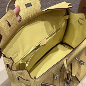 Hermes Birkin 25 Bag Handmade In Togo Calfskin Leather Silver Hardware 1Z Jaune Poussin - Image 19