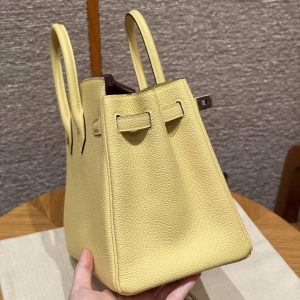 Hermes Birkin 25 Bag Handmade In Togo Calfskin Leather Silver Hardware 1Z Jaune Poussin - Image 18