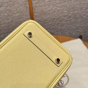 Hermes Birkin 25 Bag Handmade In Togo Calfskin Leather Silver Hardware 1Z Jaune Poussin - Image 17