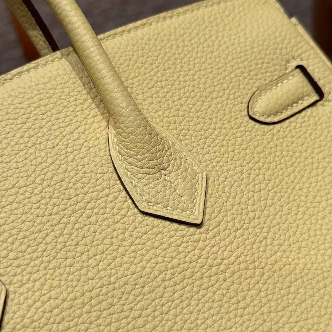 Hermes Birkin 25 Bag Handmade In Togo Calfskin Leather Silver Hardware 1Z Jaune Poussin - Image 15