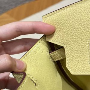 Hermes Birkin 25 Bag Handmade In Togo Calfskin Leather Silver Hardware 1Z Jaune Poussin - Image 5