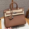 Hermès Birkin 25 Bag Handmade In Togo Calfskin Leather Silver Hardware 37 Gold