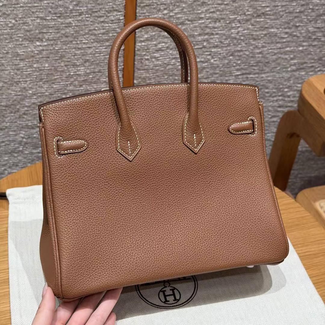Hermès Birkin 25 Bag Handmade In Togo Calfskin Leather Silver Hardware 37 Gold - Image 2