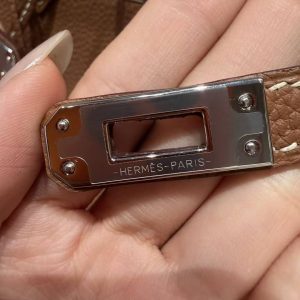 Hermès Birkin 25 Bag Handmade In Togo Calfskin Leather Silver Hardware 37 Gold - Image 10