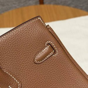 Hermès Birkin 25 Bag Handmade In Togo Calfskin Leather Silver Hardware 37 Gold - Image 5