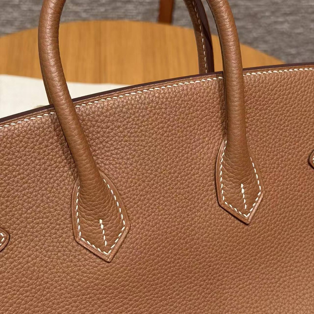 Hermès Birkin 25 Bag Handmade In Togo Calfskin Leather Silver Hardware 37 Gold - Image 4
