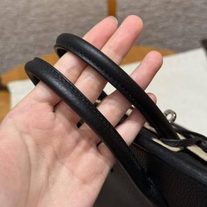 Hermès Birkin 25 Bag Handmade In Togo Calfskin Leather Silver Hardware 89 Noir - Image 4
