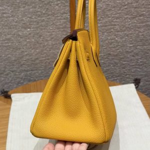 Hermès Birkin 25 Bag Handmade In Togo Calfskin Leather Silver Hardware 9D Jaune Ambre - Image 19
