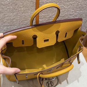 Hermès Birkin 25 Bag Handmade In Togo Calfskin Leather Silver Hardware 9D Jaune Ambre - Image 17