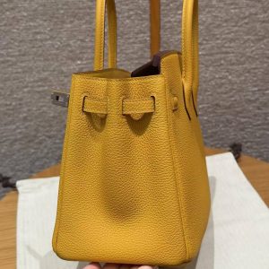 Hermès Birkin 25 Bag Handmade In Togo Calfskin Leather Silver Hardware 9D Jaune Ambre - Image 11