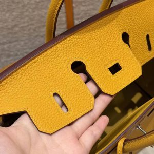 Hermès Birkin 25 Bag Handmade In Togo Calfskin Leather Silver Hardware 9D Jaune Ambre - Image 10