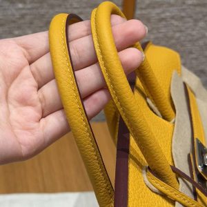 Hermès Birkin 25 Bag Handmade In Togo Calfskin Leather Silver Hardware 9D Jaune Ambre - Image 4