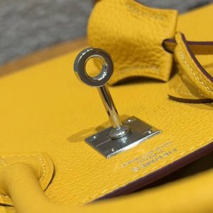 Hermès Birkin 25 Bag Handmade In Togo Calfskin Leather Silver Hardware 9D Jaune Ambre - Image 3