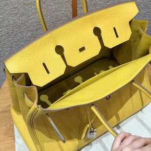 Hermes Birkin 25 Bag Handmade In Togo Calfskin Leather Silver Hardware 9R Lime - Image 11