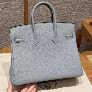 Alternative view of Hermès Birkin 25 Bag Handmade In Togo Calfskin Leather Silver Hardware N4 Gris Platine