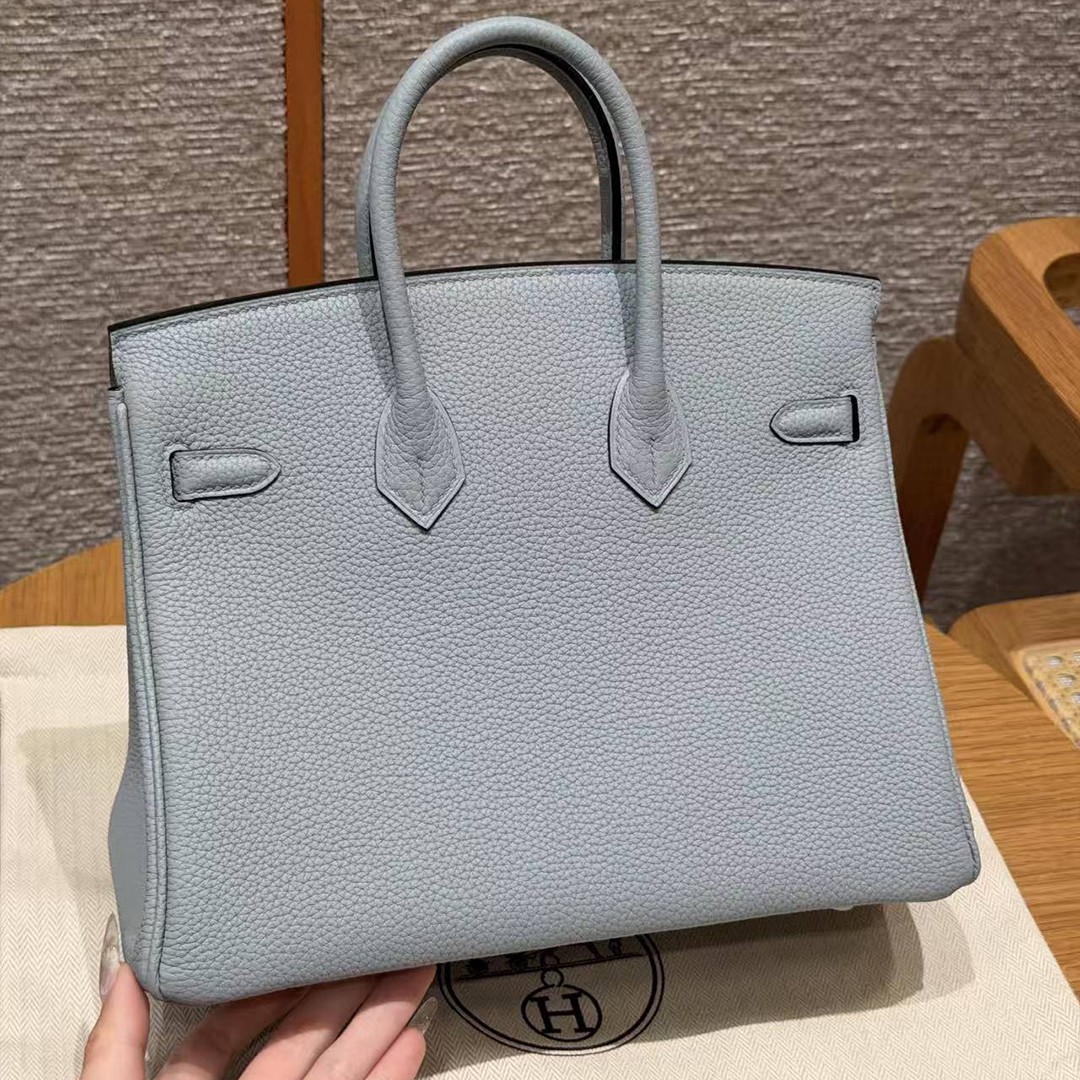 Hermès Birkin 25 Bag Handmade In Togo Calfskin Leather Silver Hardware N4 Gris Platine - Image 2