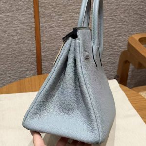 Hermès Birkin 25 Bag Handmade In Togo Calfskin Leather Silver Hardware N4 Gris Platine - Image 19