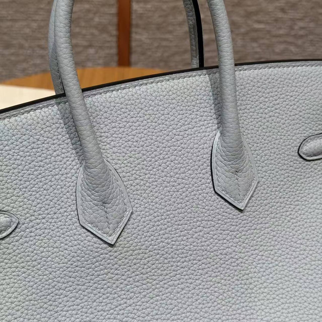 Hermès Birkin 25 Bag Handmade In Togo Calfskin Leather Silver Hardware N4 Gris Platine - Image 7