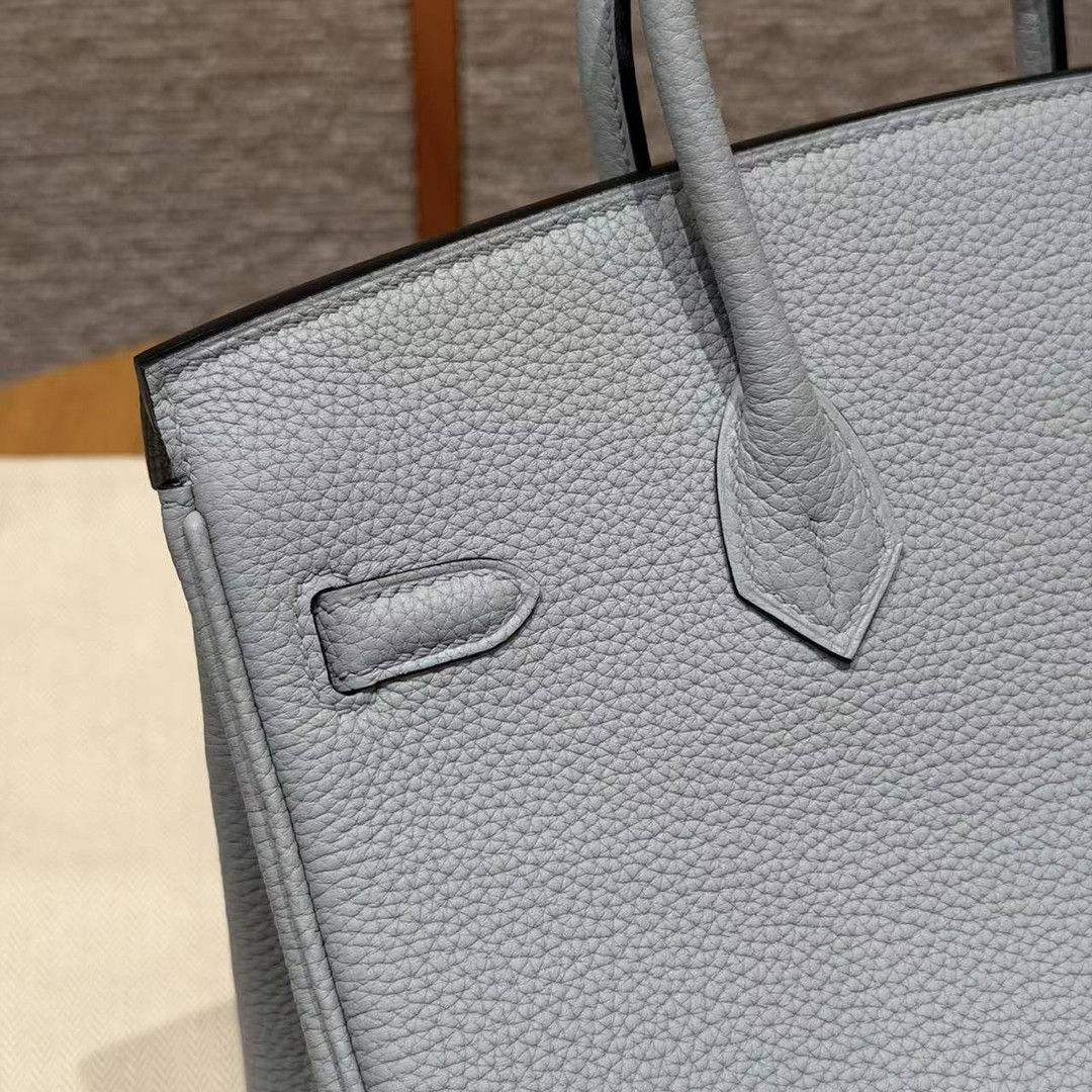 Hermès Birkin 25 Bag Handmade In Togo Calfskin Leather Silver Hardware N4 Gris Platine - Image 5