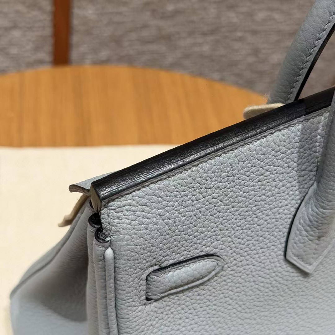 Hermès Birkin 25 Bag Handmade In Togo Calfskin Leather Silver Hardware N4 Gris Platine - Image 4