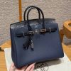 Hermès Birkin 25 Bag Handmade In Togo Calfskin Leather and Alligator Silver Hardware 73 Blue Saphir