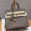 Hermès Birkin 25 Bag Handmade Togo Calfskin Leather Gold Hardware 18 Etoupe