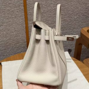 Hermès Birkin 25 Bag Handmade Togo Calfskin Leather Silver Hardware 10 Craie - Image 10