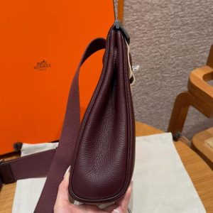 Hermès Hac a Dos PM Backpack Handmade In Togo Calfskin Leather Silver Hardware 0G Rouge Seller - Image 14
