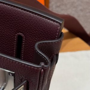 Hermès Hac a Dos PM Backpack Handmade In Togo Calfskin Leather Silver Hardware 0G Rouge Seller - Image 6