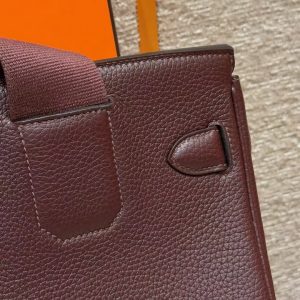Hermès Hac a Dos PM Backpack Handmade In Togo Calfskin Leather Silver Hardware 0G Rouge Seller - Image 5