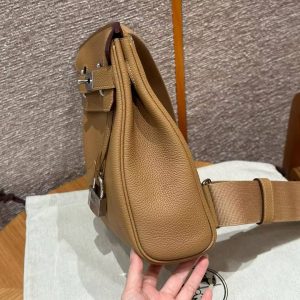 Hermès Hac a Dos PM Backpack Handmade In Togo Calfskin Leather Silver Hardware 0M Chai - Image 16
