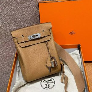 Hermès Hac a Dos PM Backpack Handmade In Togo Calfskin Leather Silver Hardware 0M Chai - Image 9
