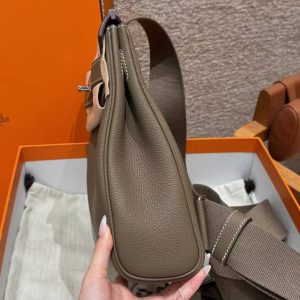 Hermès Hac a Dos PM Backpack Handmade In Togo Calfskin Leather Silver Hardware 18 Etoupe - Image 17