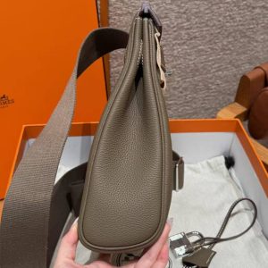Hermès Hac a Dos PM Backpack Handmade In Togo Calfskin Leather Silver Hardware 18 Etoupe - Image 16