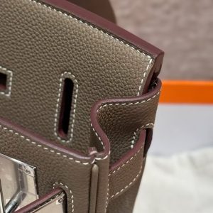 Hermès Hac a Dos PM Backpack Handmade In Togo Calfskin Leather Silver Hardware 18 Etoupe - Image 11