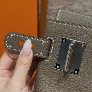 Hermès Hac a Dos PM Backpack Handmade In Togo Calfskin Leather Silver Hardware 18 Etoupe - Image 8